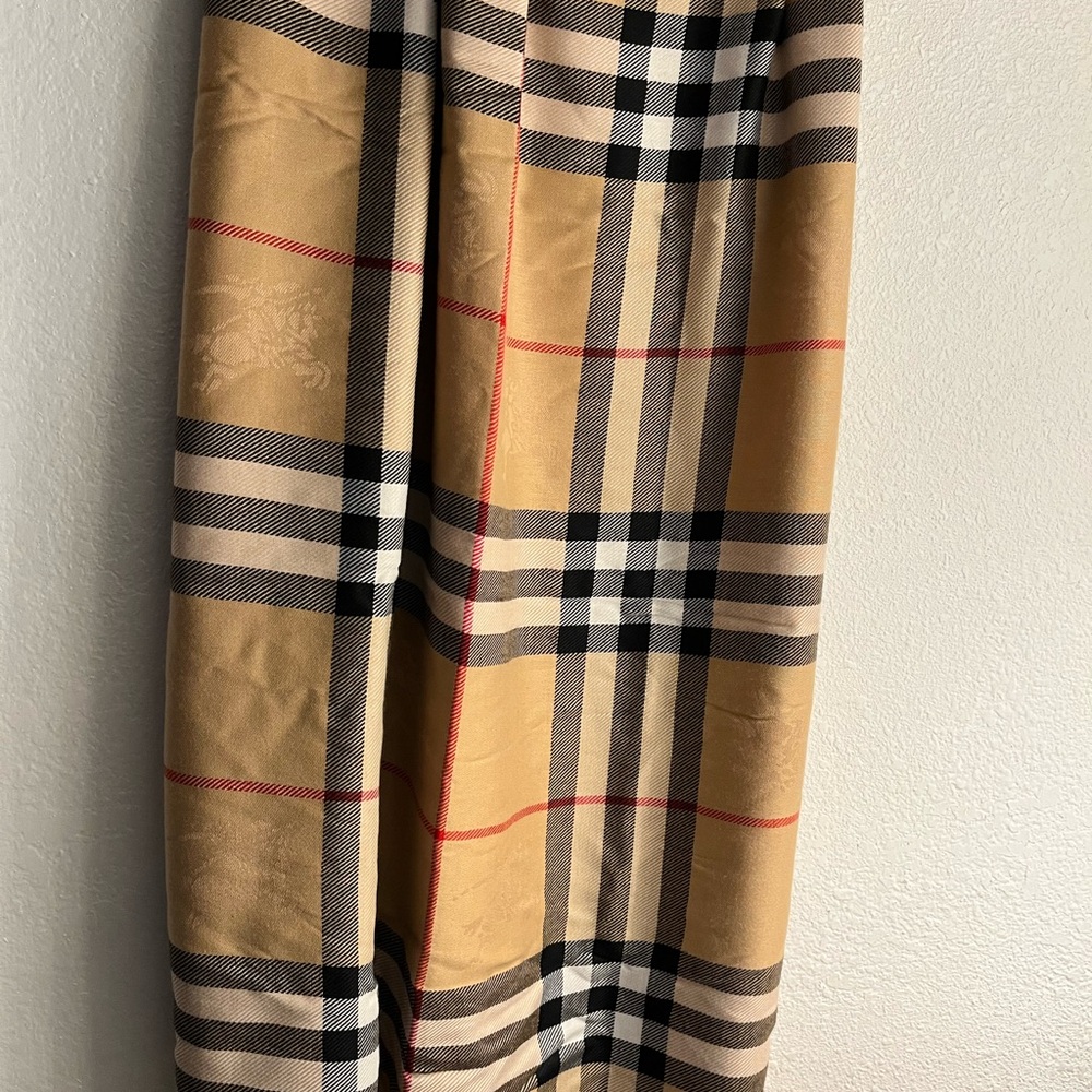 Burberry Tan and Black Checkered Scarf